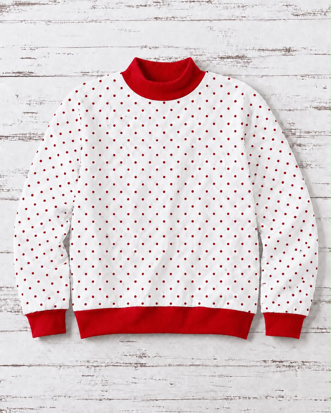 Polka dot mock neck