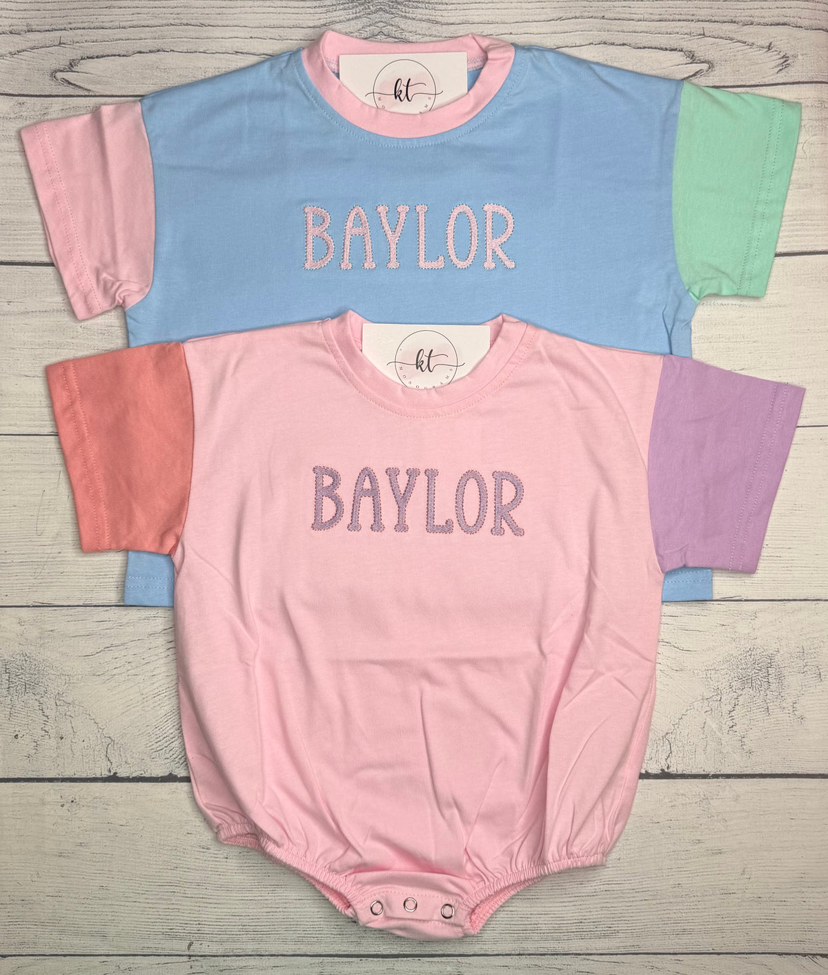 Pink color block bubble & biker short set