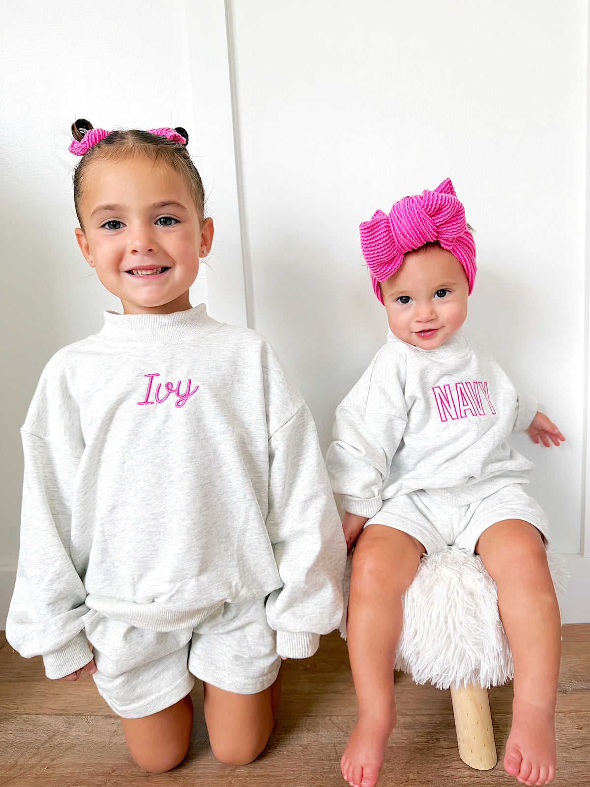 PREORDER Gray Heather Mock Neck Sweatshirt or Shorts Set - Kids or Adult