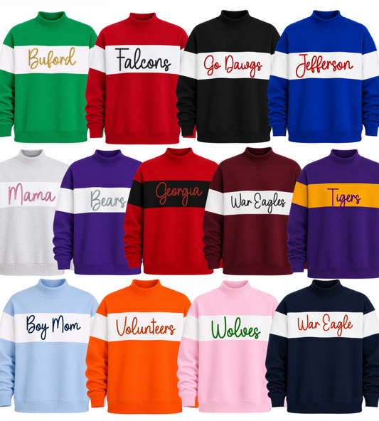Striped mock neck