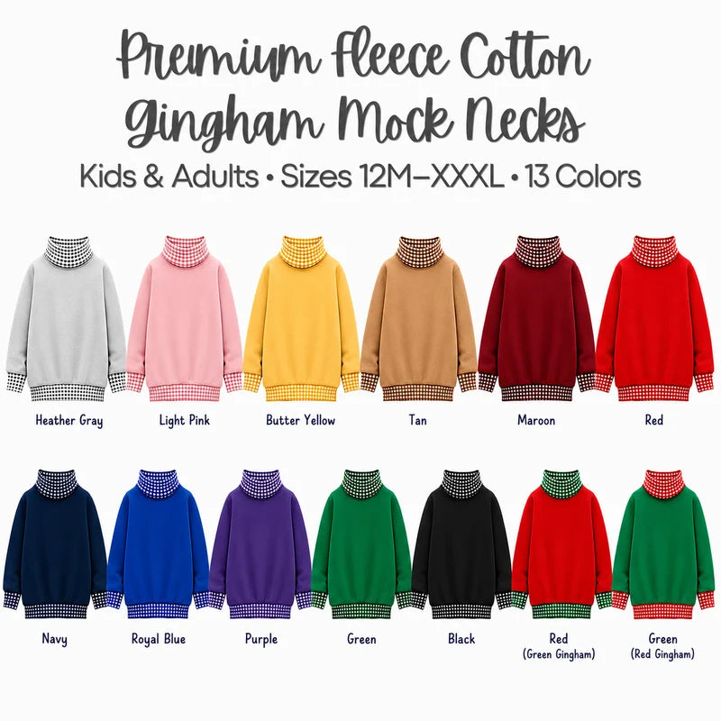 Mock neck sweatshirt- Gingham colors