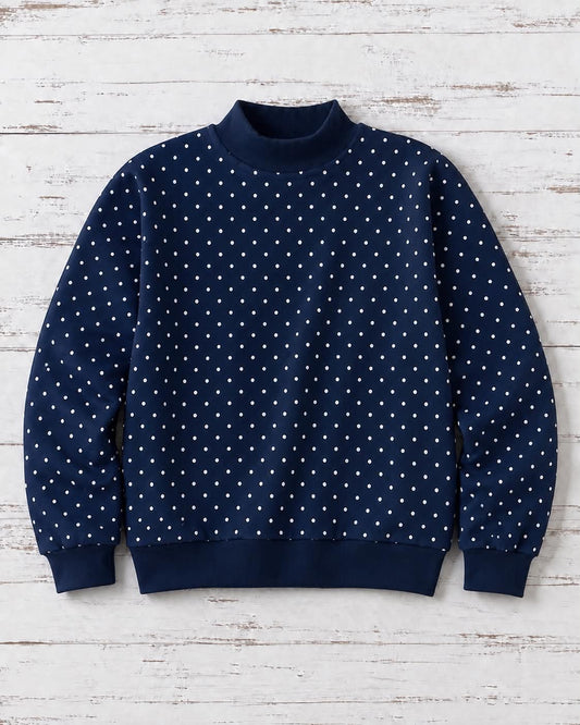 Polka dot mock neck