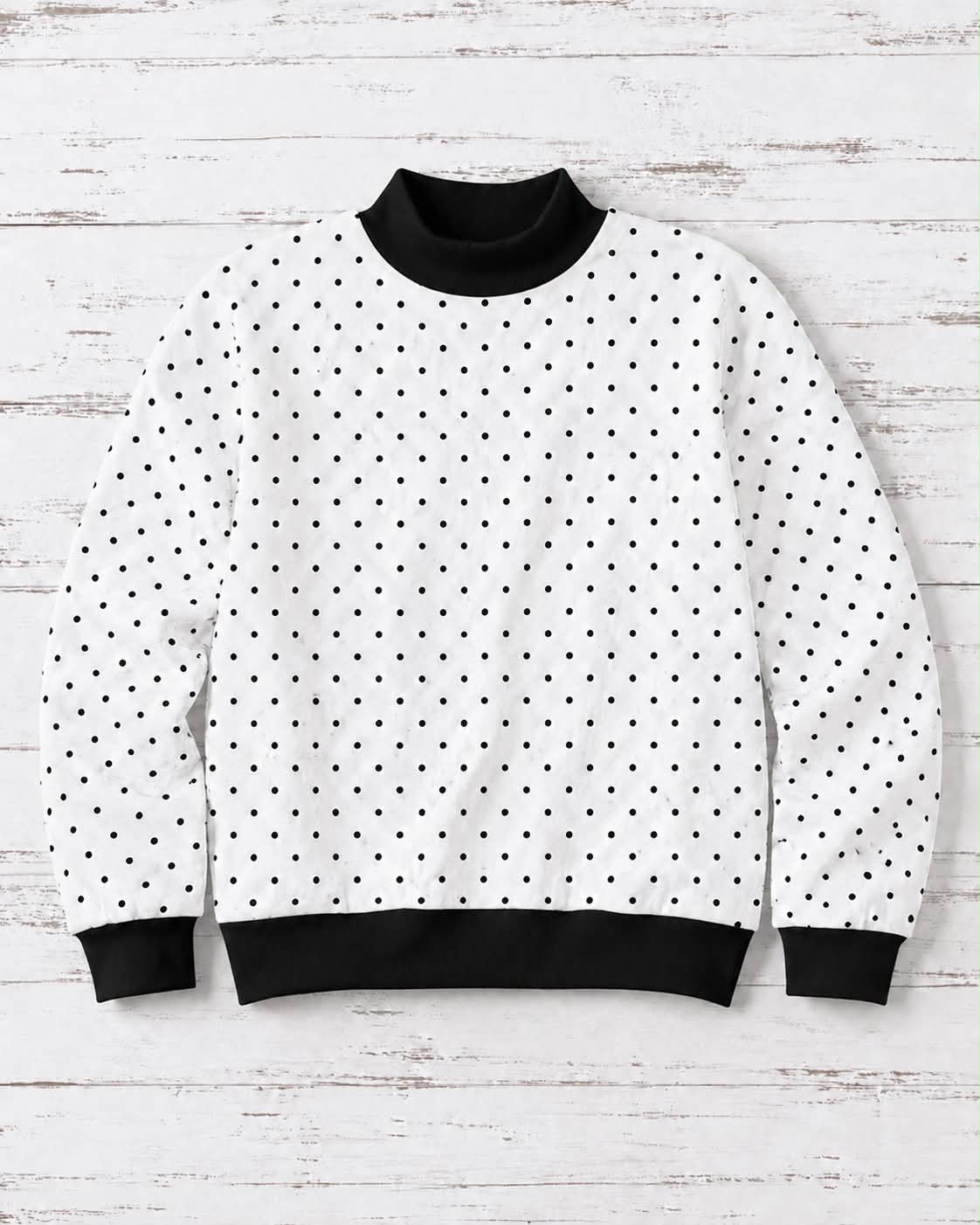 Polka dot mock neck